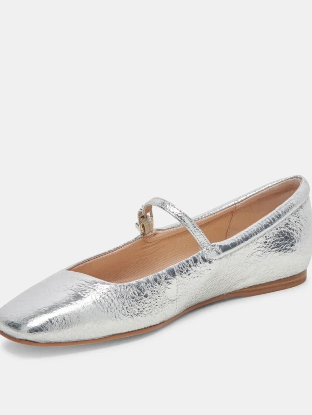 Dolce Vita Reyes Metallic Silver Square Toe Mary Jane Flats - Size 8.5